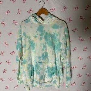 Aerie Green and Cream Tie-Dye Hoodie